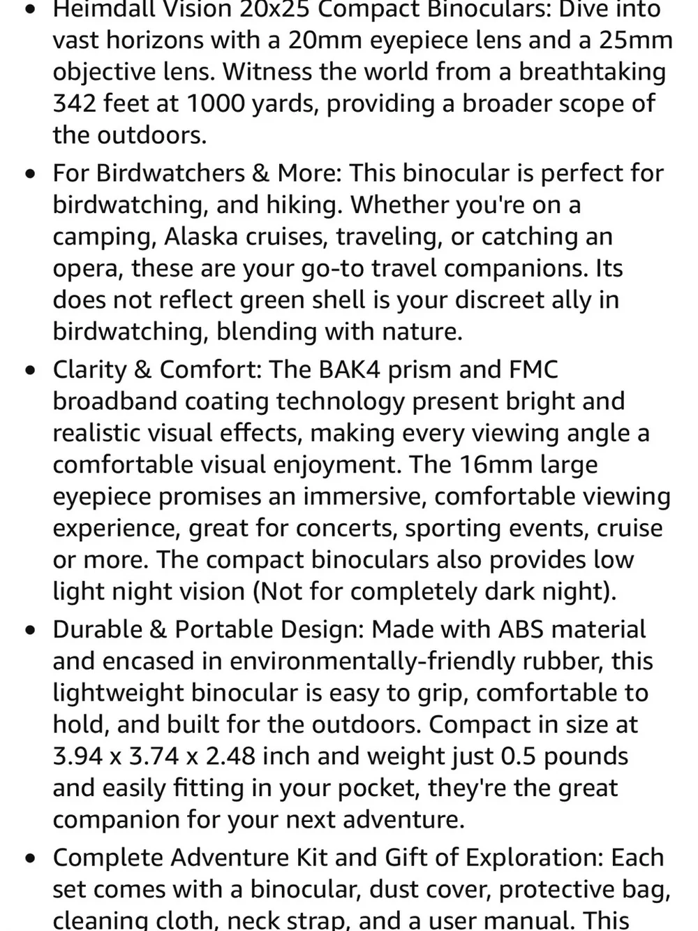 20x25 Green Compact Binoculars